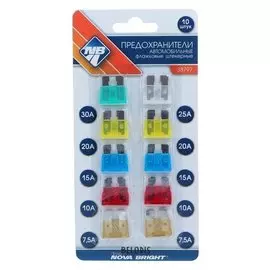 Предохранители флажковые Nova Bright, 7,5-30 А, набор 10 шт