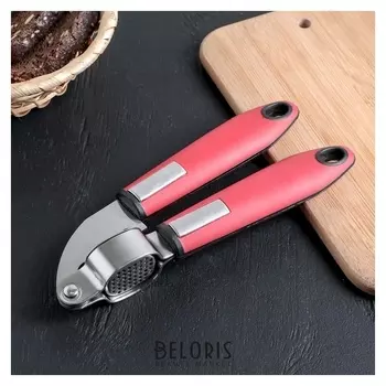 Пресс для чеснока «Трипл», 20 см, ручка Soft-touch, цвет красный