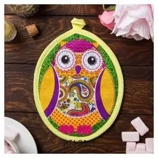 Прихватка "Доляна" совёнок 17 см, 100% хлопок, рогожка 162 г/м2