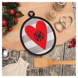 Прихватка "Love Snow" 17х17см,100% хл 160 г/м2, рогожка