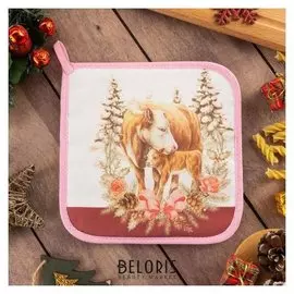 Прихватка "Семейного счастья" 19х19см, саржа, 100% х/л,ватин 250г/м2