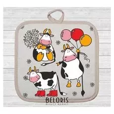 Прихватка шарики 18х18 см, шелкография, лен 50%, хлопок 50%, 160г/м2