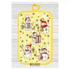 Прихватка снеговики 14,5х22 см, желтый, хлопок 100%, 200г/м2