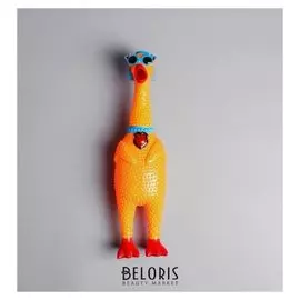 Прикол «Курица в очках», кричит, цвет оранжевый