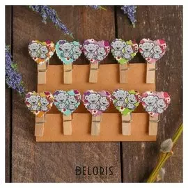 Прищепки декоративные «Мишки в сердечках» набор 10 шт.