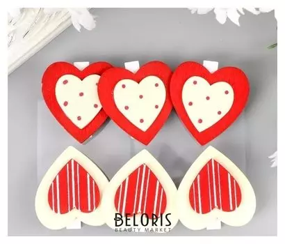 Прищепки декоративные "Сердце с узором" (Набор 6 штук)