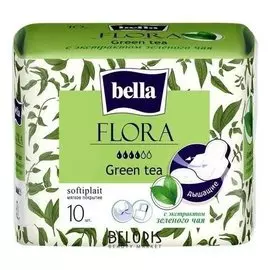 Прокладки женские гигиенические Bella Flora Green Tea с экстрактом зеленого чая 10 шт.