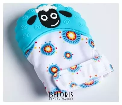 Прорезыватель рукавичка Овечка на липучке