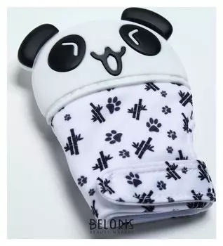 Прорезыватель рукавичка Панда на липучке