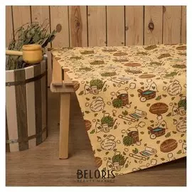 Простыня для бани "С легким паром" 145х 180 см, хлопок вафельное полотно