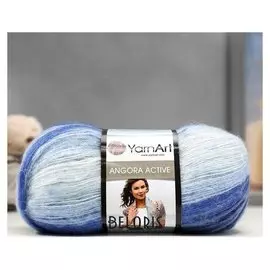 Пряжа "Angora Active" 25% мохер, 75% акрил 500м/100гр (842 син-гол-бел)