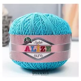 Пряжа "Aura" 80% микрофибра, 20% полиамид 340м/100гр (16 голуб.бирюза)