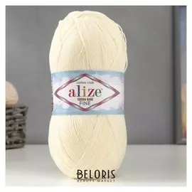 Пряжа "Cotton Gold Fine" 55% хлопок, 45% акрил 660м/100гр (01 молочный)