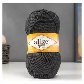 Пряжа "Cotton Gold Plus" 55% хлопок, 45% акрил 200м/100гр (182 т.серый меланж)