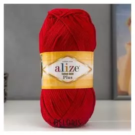 Пряжа "Cotton Gold Plus" 55% хлопок, 45% акрил 200м/100гр (390 вишня)