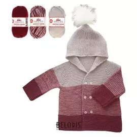 Пряжа "Everyday Senfoni" 100% антипилинг акрил 196м/100гр набор 3шт (71020 бежево-бордовый)