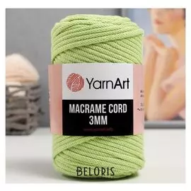 Пряжа "Macrame Cord" 60% хлопок, 40% вискоза/полиэстер 3 мм 85м/250гр (755 салат)