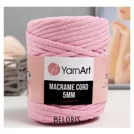 Пряжа "Macrame Cord" 60% хлопок, 40% вискоза/полиэстер 5 мм 85м/500гр (762 св.роз)