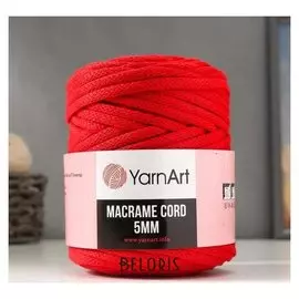 Пряжа "Macrame Cord" 60% хлопок, 40% вискоза/полиэстер 5 мм 85м/500гр (773 красный)