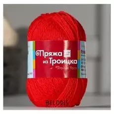 Пряжа "Ромашка" 50% хлопок, 50% вискоза 210м/100гр (5069 мулине (красный))