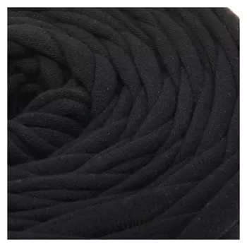 Пряжа трикотажная широкая 50м/170гр, ширина нити 7-8 мм (190 черный)