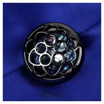 Пуговица декоративная «Цветок», D = 38 мм, цвет чёрный