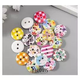 Пуговицы декоративные дерево "Цветные" вес 8 гр