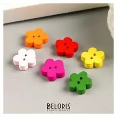 Пуговицы дерево для творчества 2 прокола "Цветочки" набор 40 шт 1,1х1,1 см