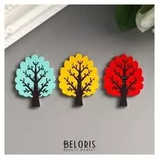 Пуговицы дерево для творчества 2 прокола "Деревце" набор 10 шт 3,1х2,4 см