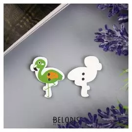 Пуговицы дерево для творчества 2 прокола "Фламинго" набор 15 шт 2,2х2,4 см