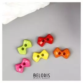 Пуговицы пластик для творчества 2 прокола "Цветные бантики" микро набор 80 шт 0,6х0,9 см