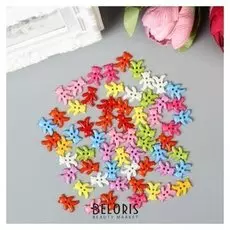 Пуговицы пластик для творчества 2 прокола "Цветные мишки" набор 60 шт 1,5х1,3 см