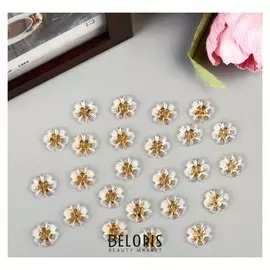 Пуговицы пластик для творчества 2 прокола "Цветок зол.середина" н-р 25шт 1,2х1,2 см