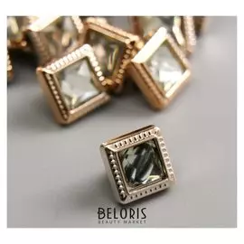 Пуговицы пластик для творчества "Кристалл в золотом квадрате" набор 12 шт 1х1 см