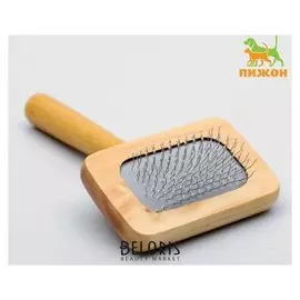 Пуходерка в деревянном корпусе, с каплями, 7,3 х 12,5 см