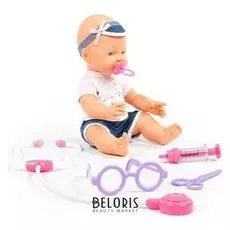 Пупс Весёлый с соской и набором доктора