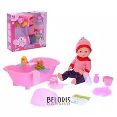 Пупс в вязаном костюмчике с аксессуарами