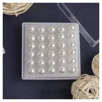 Пусеты набор 15 пар "Жемчуженки" бусинки, цвет белый в серебре