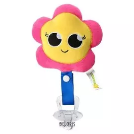 Пустышка/комфортер Цветочек силиконовая, с мягкой игрушкой