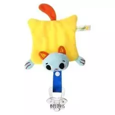 Пустышка/комфортер Котик силиконовая, с мягкой игрушкой