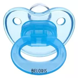 Пустышка силиконовая ортодонтическая с колпачком, от 0 мес., цвет голубой