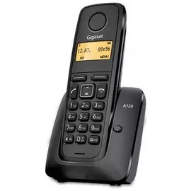 Радиотелефон GIGASET A120, память на 40 номеров, АОН, повтор, часы, черный