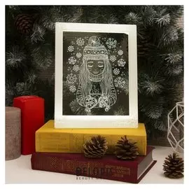 Рамка светящаяся, "Девочка" 13,5 х 17 см, Usb, 5V, 10 Led, белый
