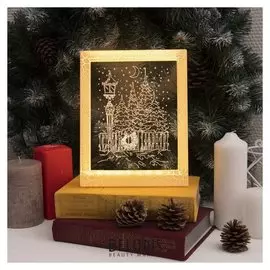 Рамка светящаяся, "Фонарь" 13,5 х 17 см, Usb, 5V, 10 Led, тепло-белый