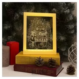 Рамка светящаяся, "Мишка" 13,5 х 17 см, Usb, 5V, 10 Led, тепло-белый