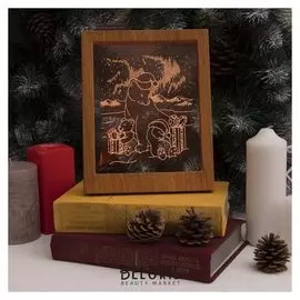 Рамка светящаяся, "Мишки" 13,5 х 17 см, Usb, 5V, 10 Led, RGB