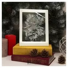 Рамка светящаяся, "Снегири" 13,5 х 17 см, Usb, 5V, 10 Led, белый