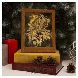 Рамка светящаяся, "Снегири" 13,5 х 17 см, Usb, 5V, 10 Led, RGB