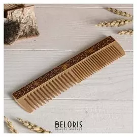 Расческа "Бабочки" с берестой, 19,5х4,5 см