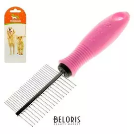 Расческа двухсторонняя, нескользящая резиновая ручка, микс цветов